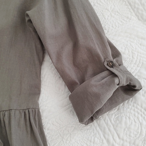 H&M Womans Long Sleeve Linen/Cotton Midi Shirt Dress/ Size S - Picture 3 of 10